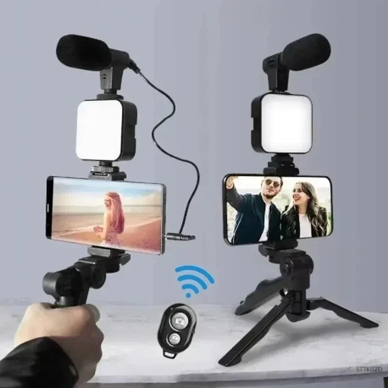 All-in-One Smartphone Vlogging Kit (Mic, Tripod & 49-LED Light)