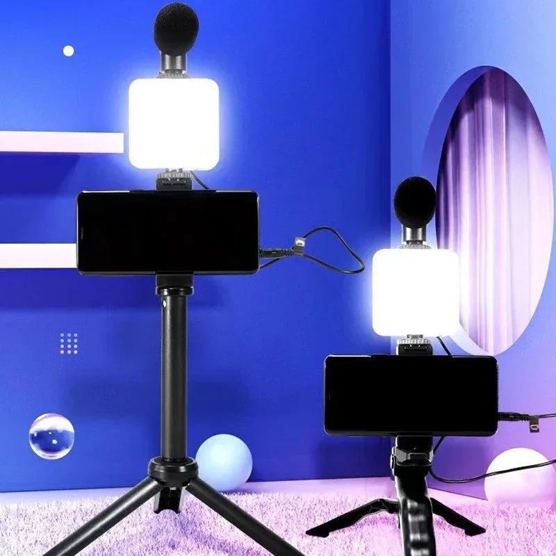 All-in-One Smartphone Vlogging Kit (Mic, Tripod & 49-LED Light)