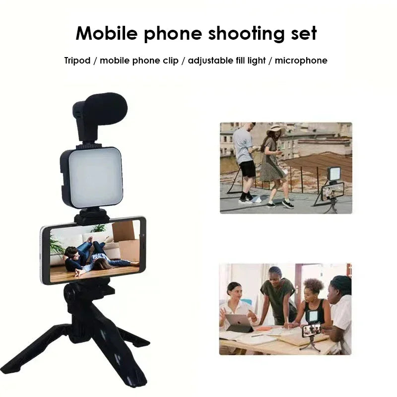 All-in-One Smartphone Vlogging Kit (Mic, Tripod & 49-LED Light)